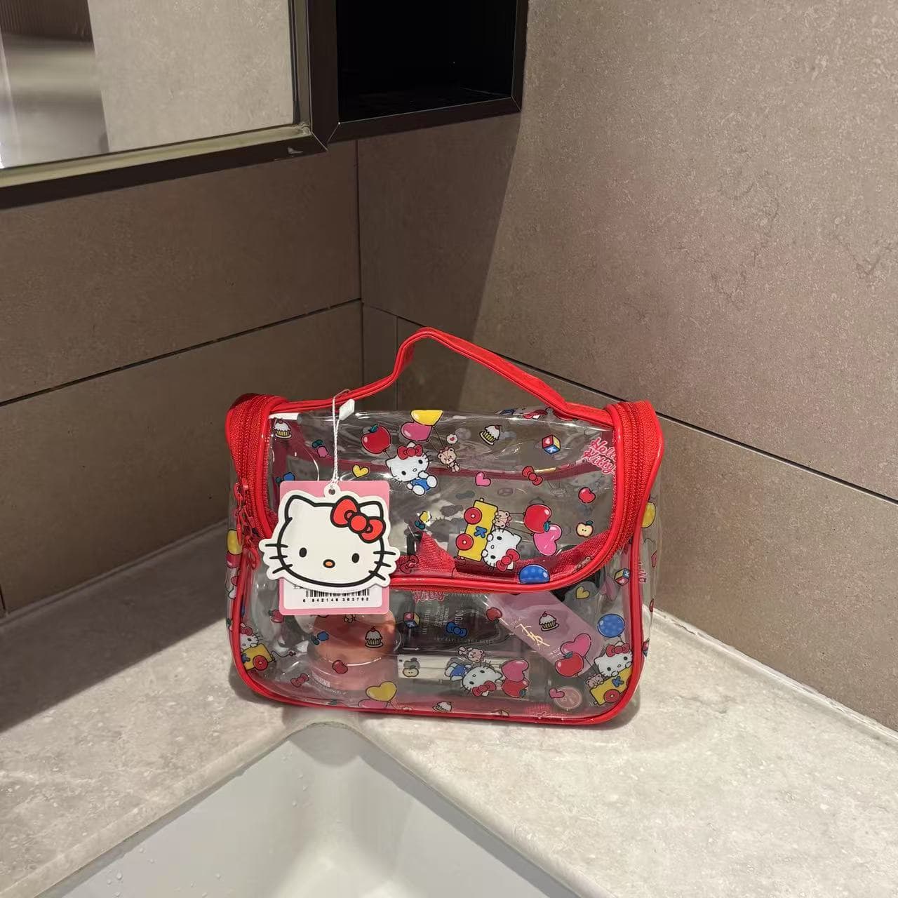 Sanrio Hello Kitty ПВХ (поливинилхлорид) Путешественный мешок для хранения Женский Красный - изображение 2