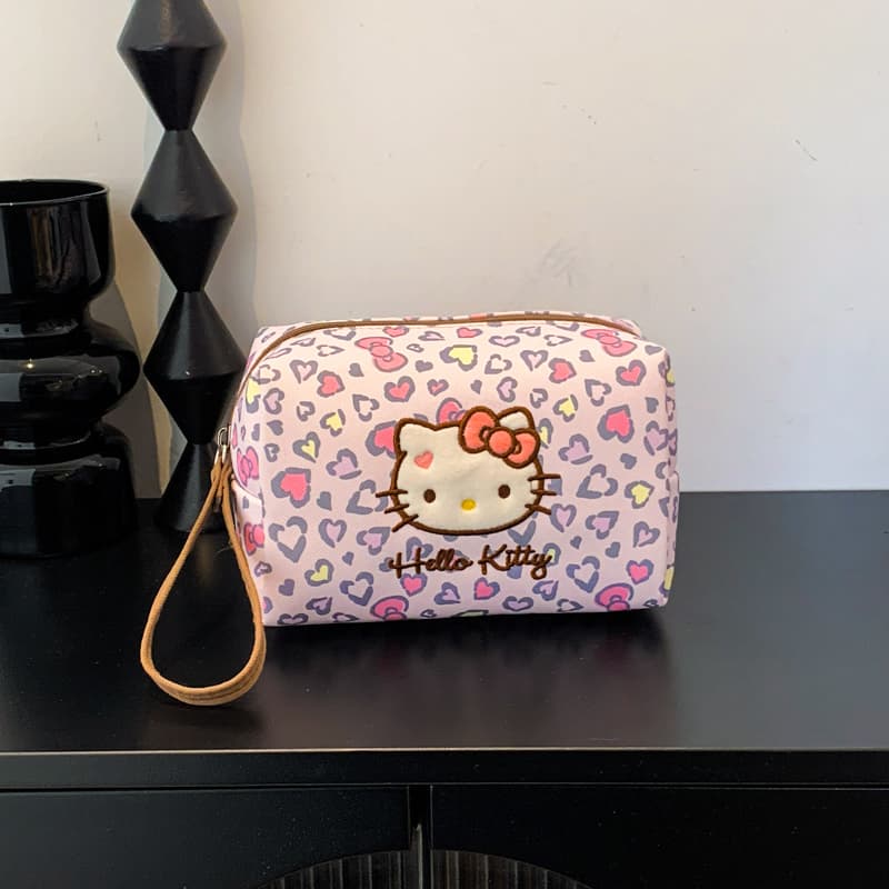 Sanrio Hello Kitty Модный дорожный органайзер из полиэстера для женщин в розовом леопардовом принте - изображение 2