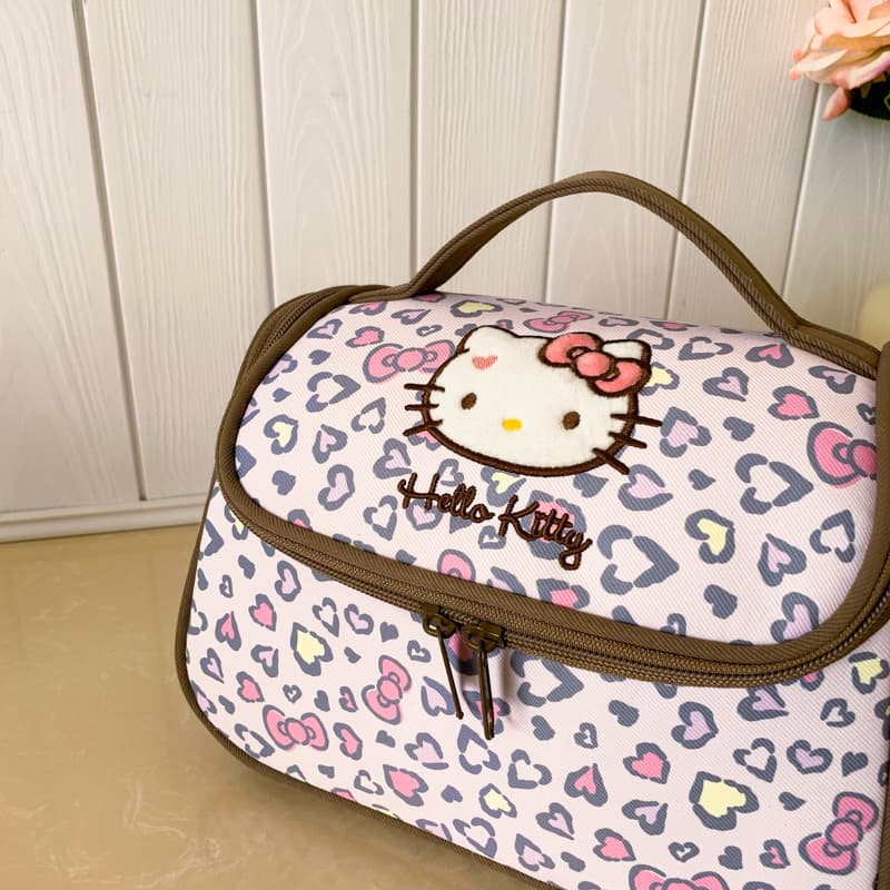 Sanrio Hello Kitty Милый стиль Студенческий Настольный Путешественный Сумка для хранения Унисекс с леопардовым принтом - изображение 4