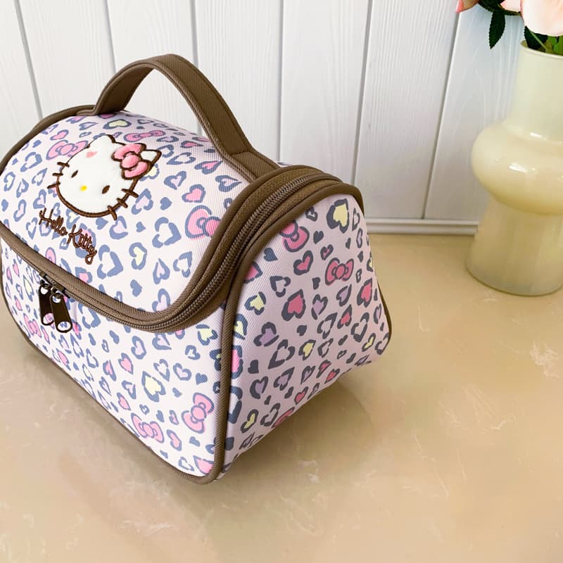 Sanrio Hello Kitty Милый стиль Студенческий Настольный Путешественный Сумка для хранения Унисекс с леопардовым принтом - изображение 5