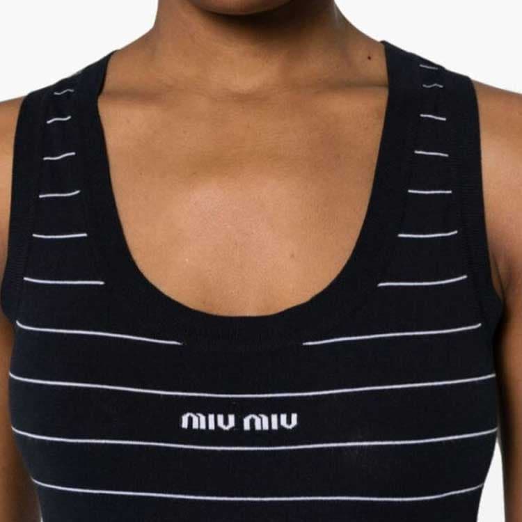 Miu Miu SS24 Striped Logo Dress Navy - изображение 5