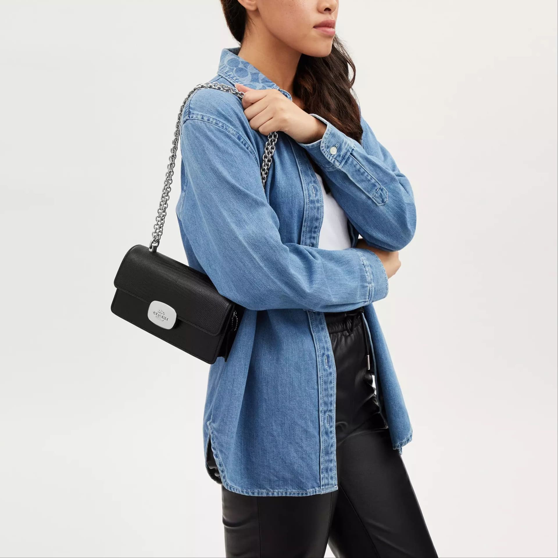 Сумка через плечо COACH Eliza 22 Silver Black - изображение 4