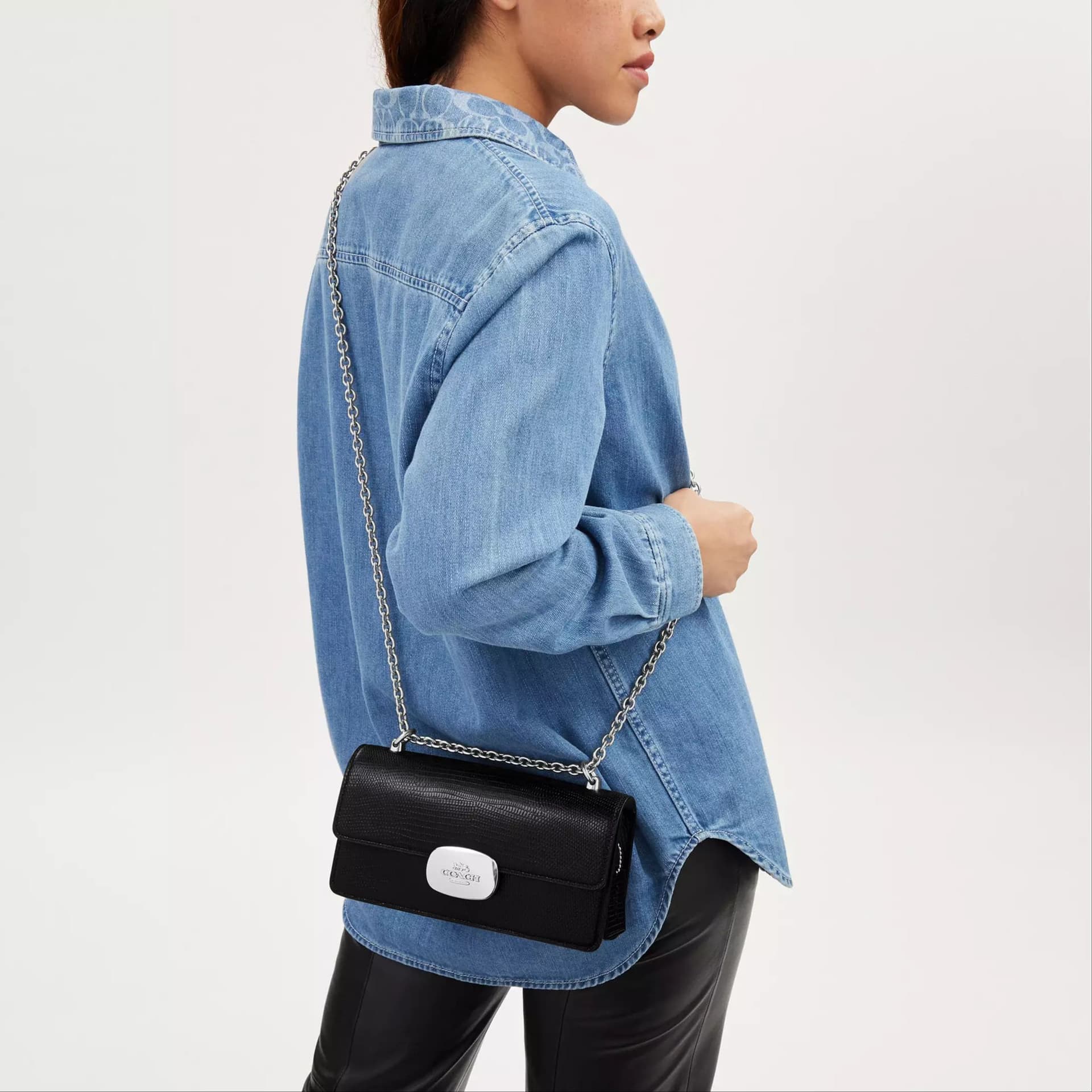 Сумка через плечо COACH Eliza 22 Silver Black - изображение 5