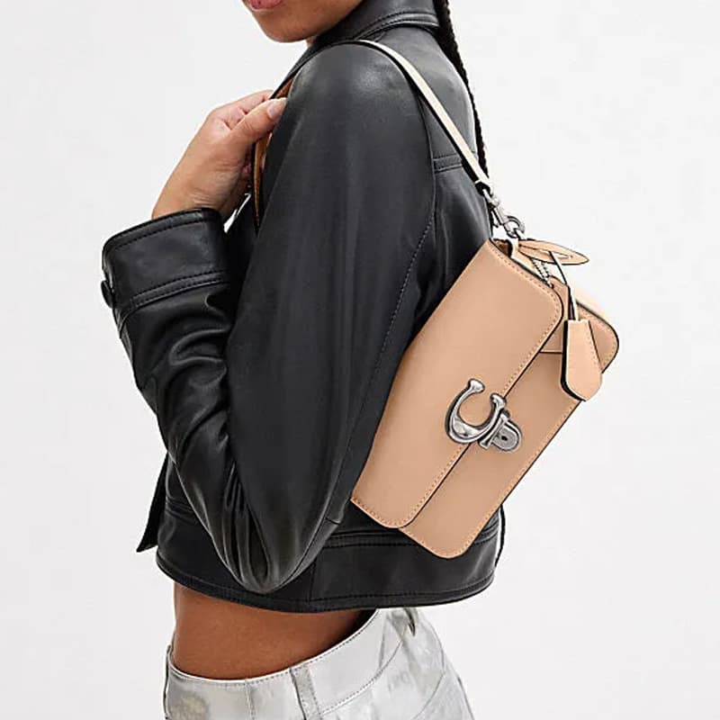 Мини-сумка Coach Studio Silver Logo Flap Bag Small Nude - изображение 5