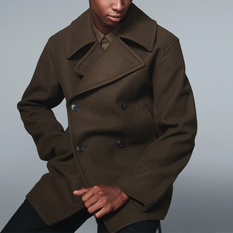 Пальто UNIQLO x Jil Sander FW20 Double-Breasted Coat Olive - изображение 3