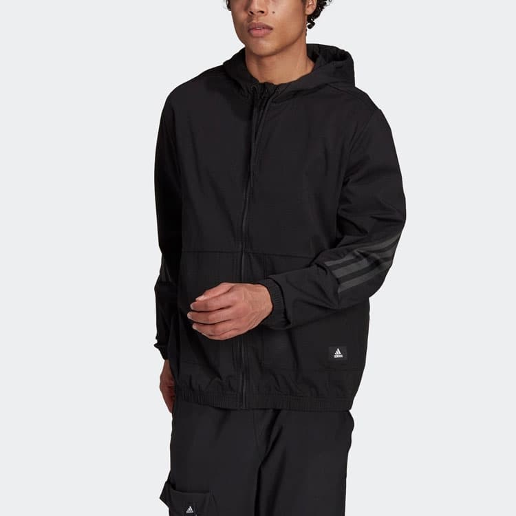 Куртка adidas Logo Stripe Hoodie Jacket Black - изображение 3
