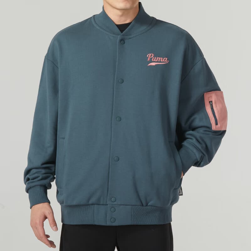 Куртка PUMA Colorblock Letter Print Jacket Green - изображение 3