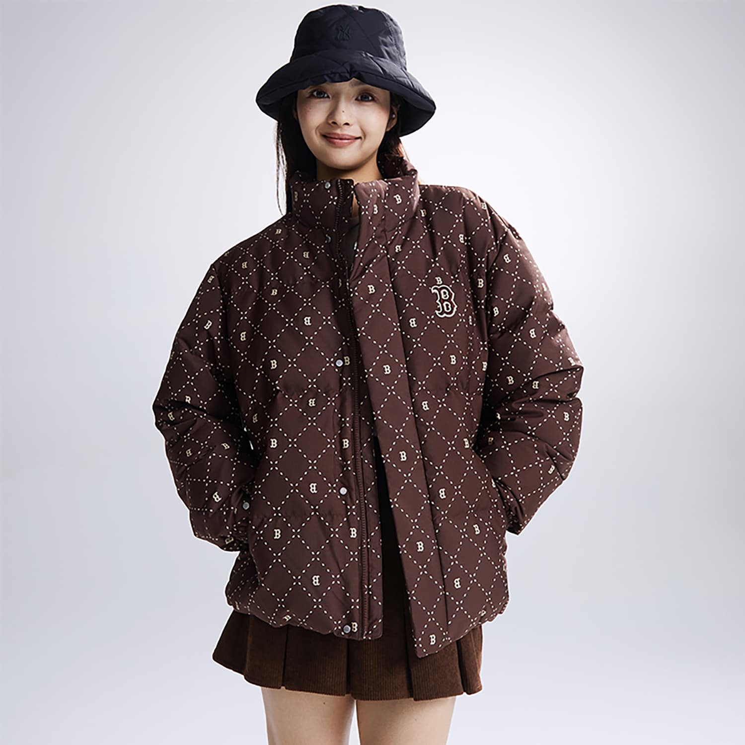 Зимняя куртка MLB 23FW Boston Red Sox Diamond Down Jacket Mallard Brown - изображение 3