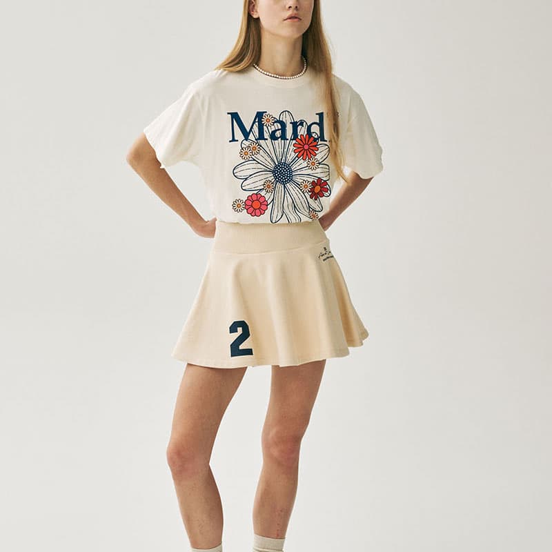 Футболка MARDI MERCREDI Spring Blossom SS25 T Рубашка Женская Топленое масло Год Синий Корейский стиль - изображение 2