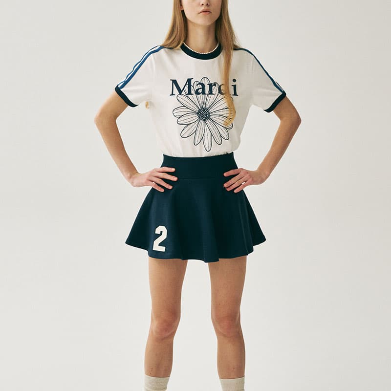 Юбка MARDI MERCREDI SS25 FLARE Мини-юбка ORIGINALIS 25 Лак Темно-синий Повседневная Короткая Юбка Корейский стиль Женская - изображение 2