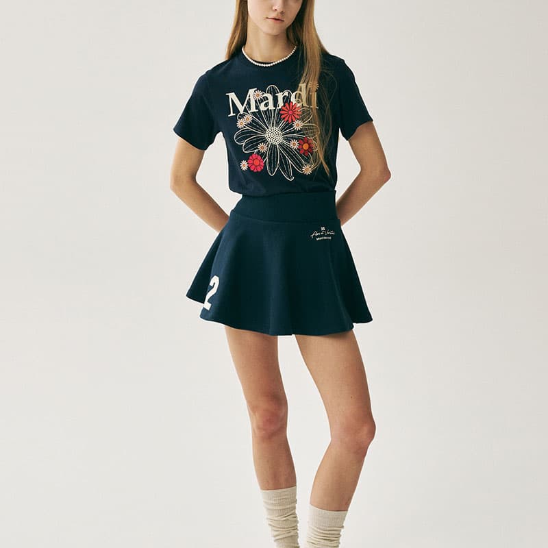 Юбка MARDI MERCREDI SS25 FLARE Мини-юбка ORIGINALIS 25 Лак Темно-синий Повседневная Короткая Юбка Корейский стиль Женская - изображение 5