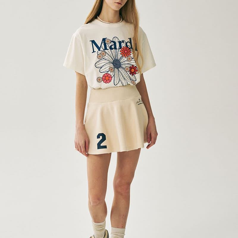 Футболка MARDI MERCREDI Spring Blossom SS25 T Рубашка Женская Топленое масло Год Синий Корейский стиль - изображение 3
