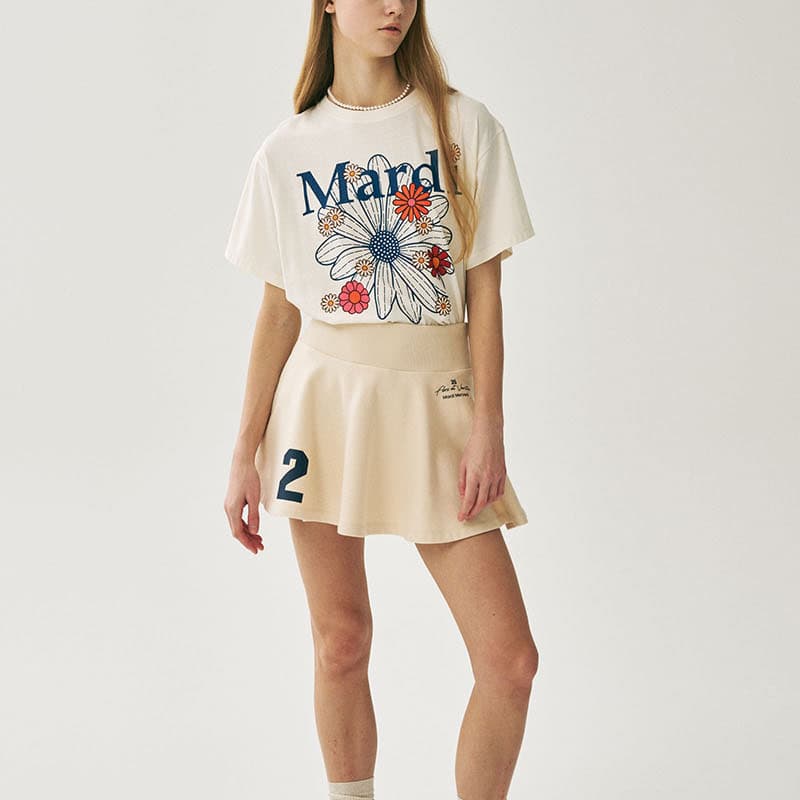 Футболка MARDI MERCREDI Spring Blossom SS25 T Рубашка Женская Топленое масло Год Синий Корейский стиль - изображение 5
