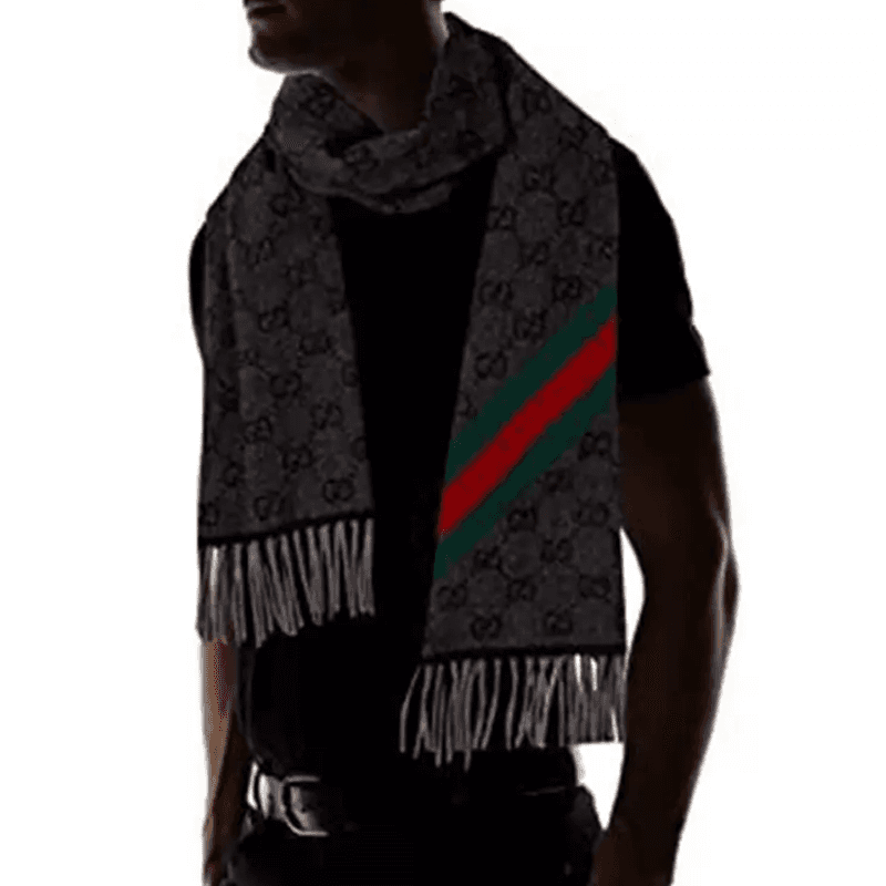 Шарф GUCCI Wool Scarf Black Grey Ivory - изображение 4