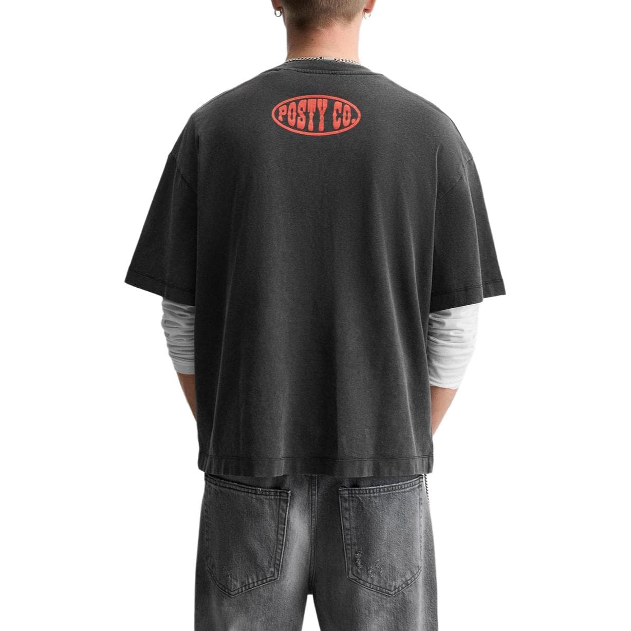 Футболка ZARA Printed T-Shirt Coal Gray - изображение 3