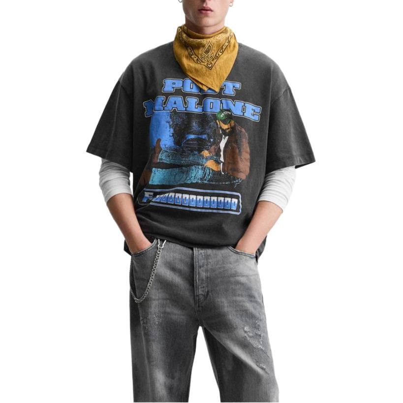Футболка ZARA Printed T-Shirt Coal Gray - изображение 6