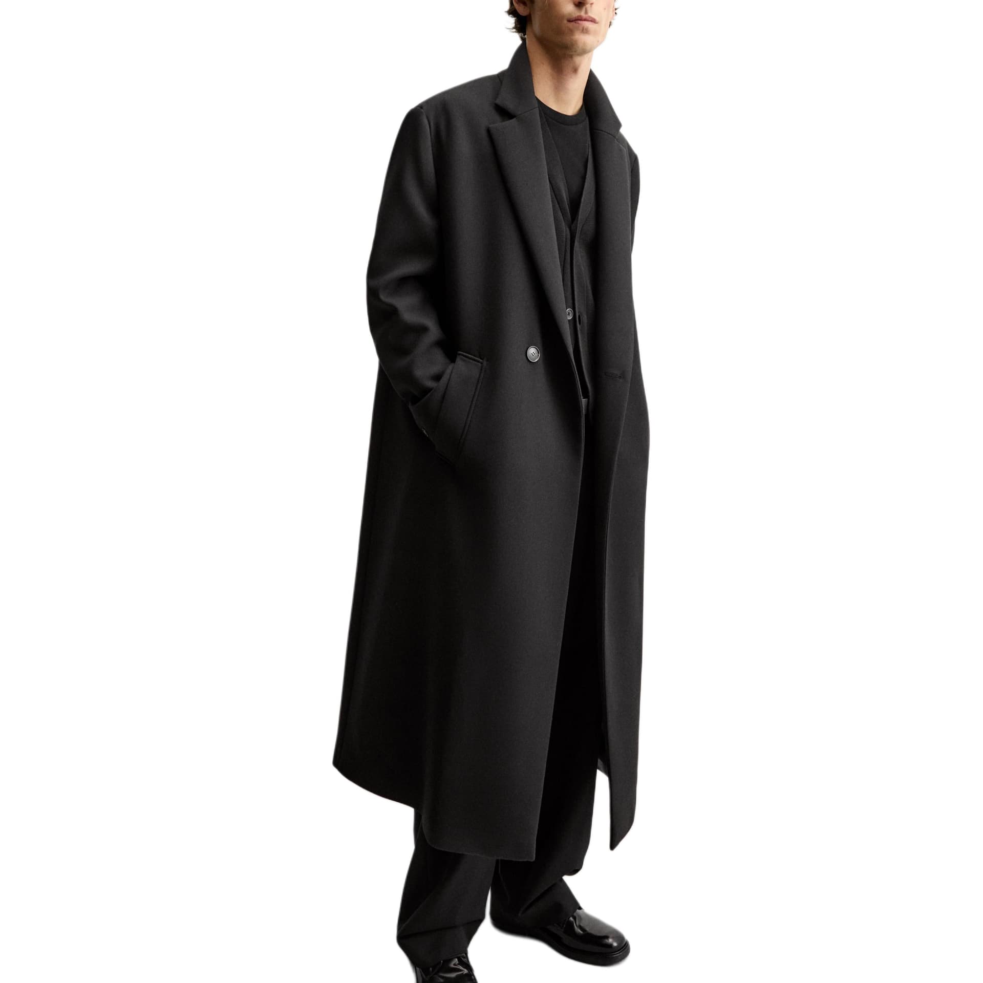 Пальто ZARA Long Coat Black - изображение 5