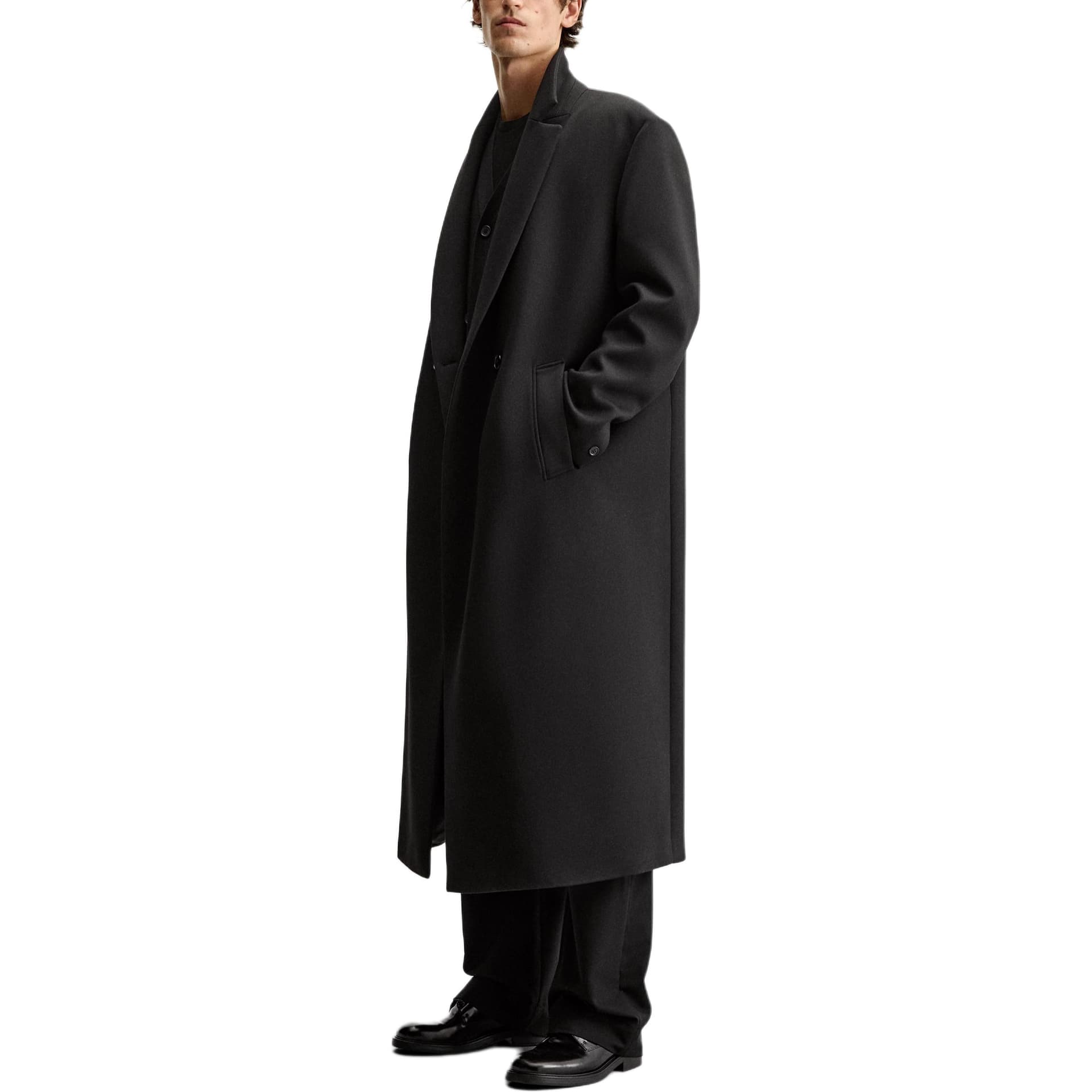 Пальто ZARA Long Coat Black - изображение 3