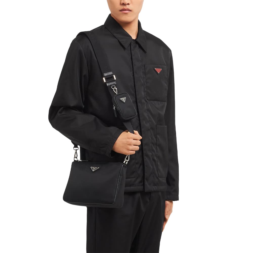 Мини-сумка Prada Hobo Nylon Messenger Bag Black - изображение 8