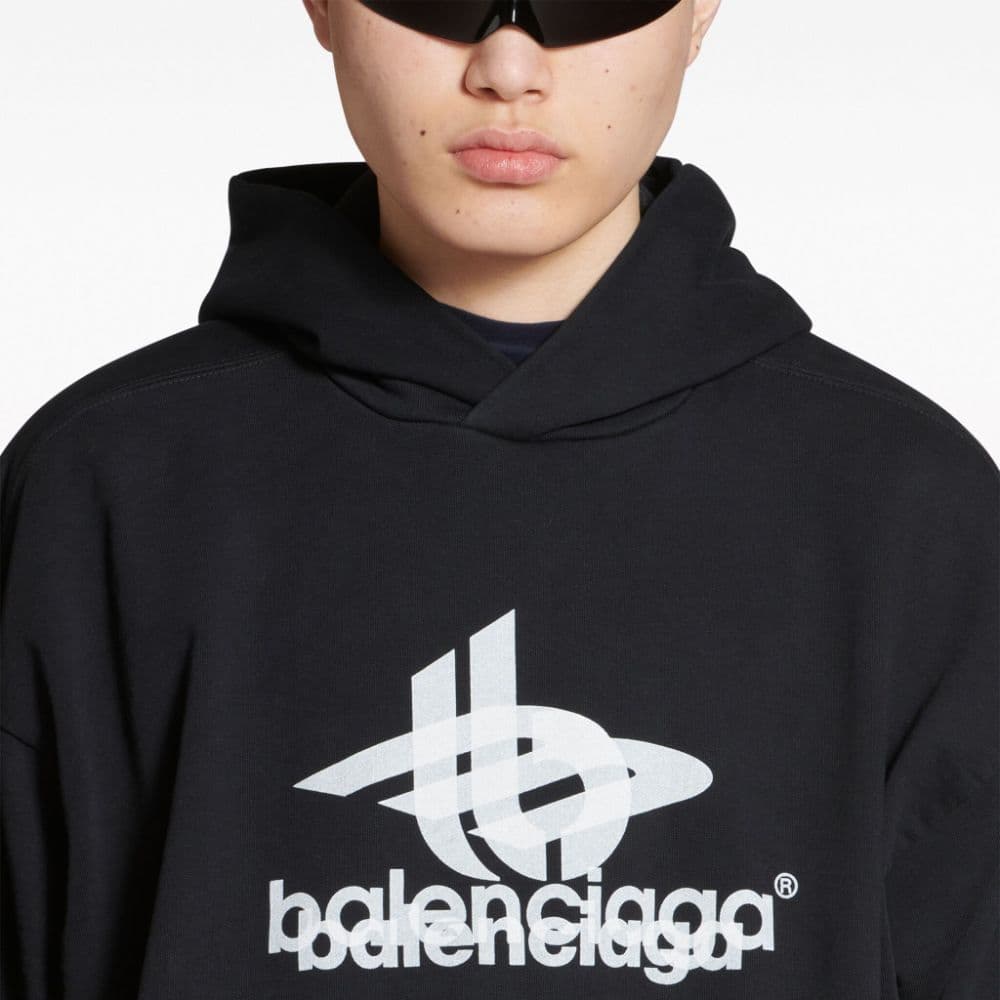 Худи Balenciaga Logo Hoodie Black - изображение 12