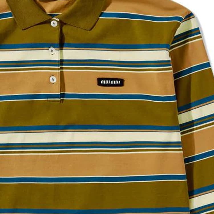 Miu Miu SS24 Striped Knit Polo Green - изображение 7