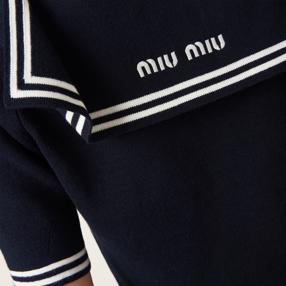 Блузка Miu Miu Striped Button Sailor Collar Shirt Navy - изображение 6