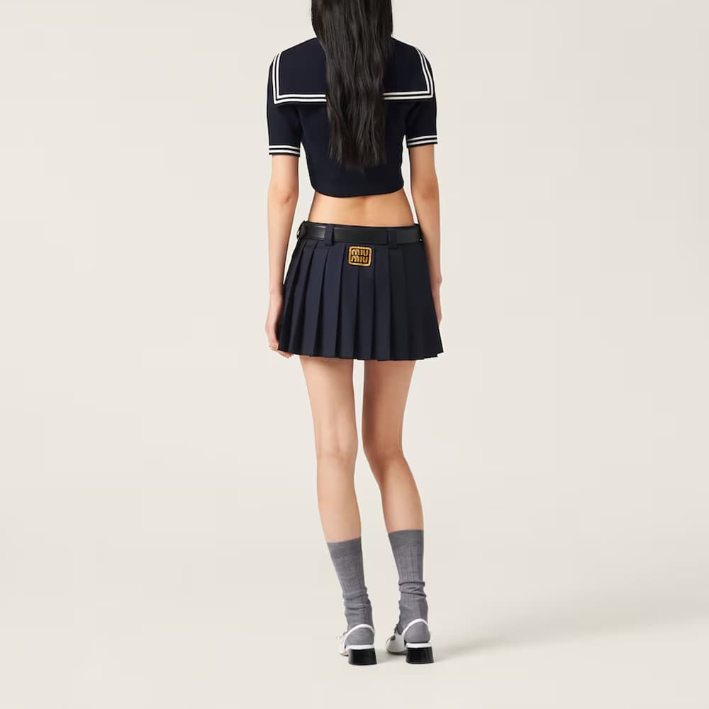 Блузка Miu Miu Striped Button Sailor Collar Shirt Navy - изображение 2