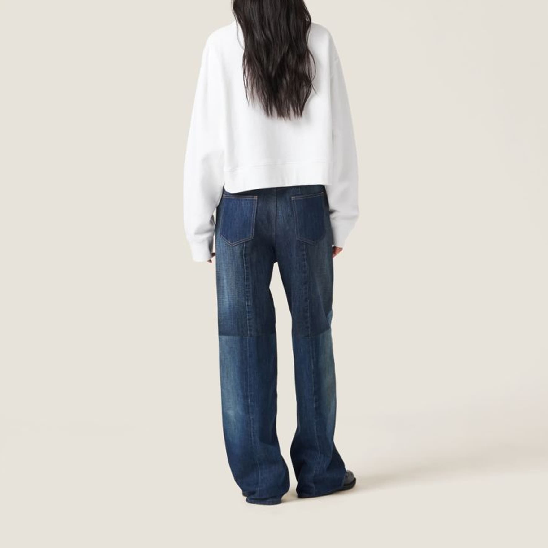 Кофта Miu Miu SS24 Logo Print Cropped Sweatshirt White - изображение 3