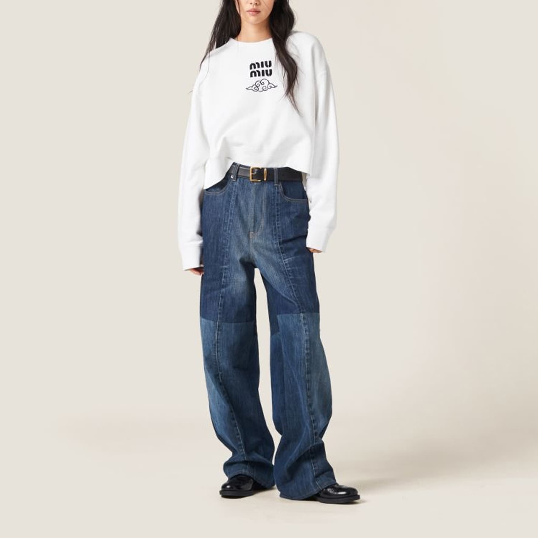 Кофта Miu Miu SS24 Logo Print Cropped Sweatshirt White - изображение 2