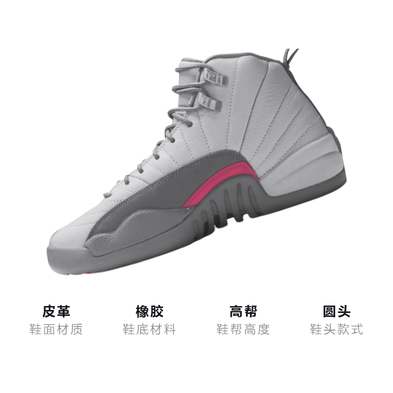 Кроссовки для баскетбола Jordan Air Jordan 12 Retro Wolf Grey Vivid Pink GS 2016 - изображение 3