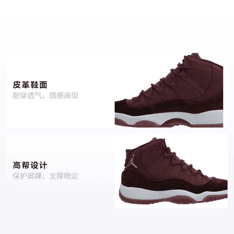 Кроссовки для баскетбола Jordan Air Jordan 11 Retro Heiress Night Maroon GS - изображение 2