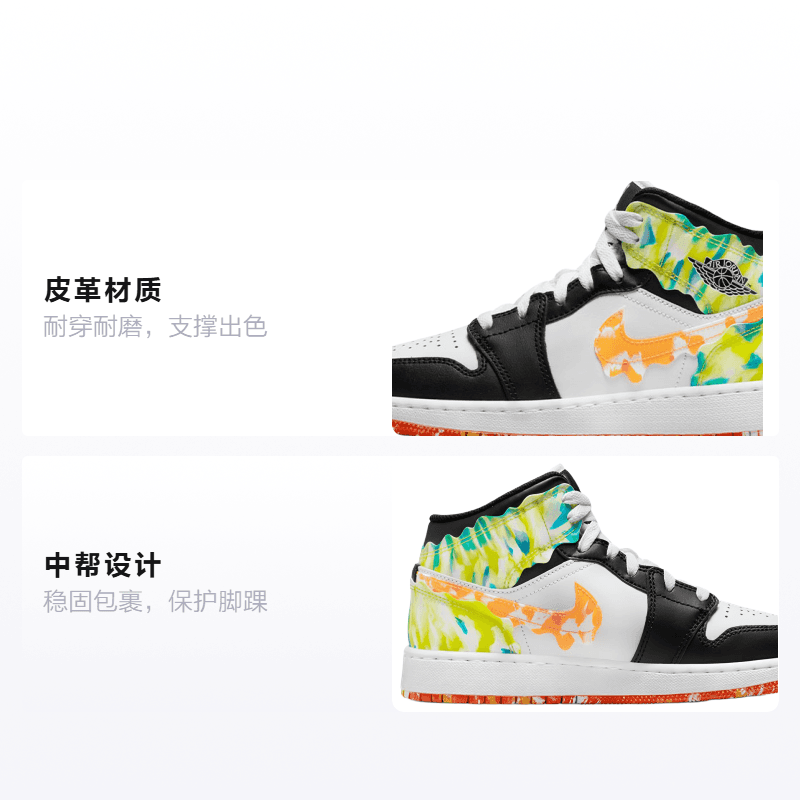 Кроссовки для баскетбола Jordan Air Jordan 1 Mid SE "Drip" GS - изображение 2