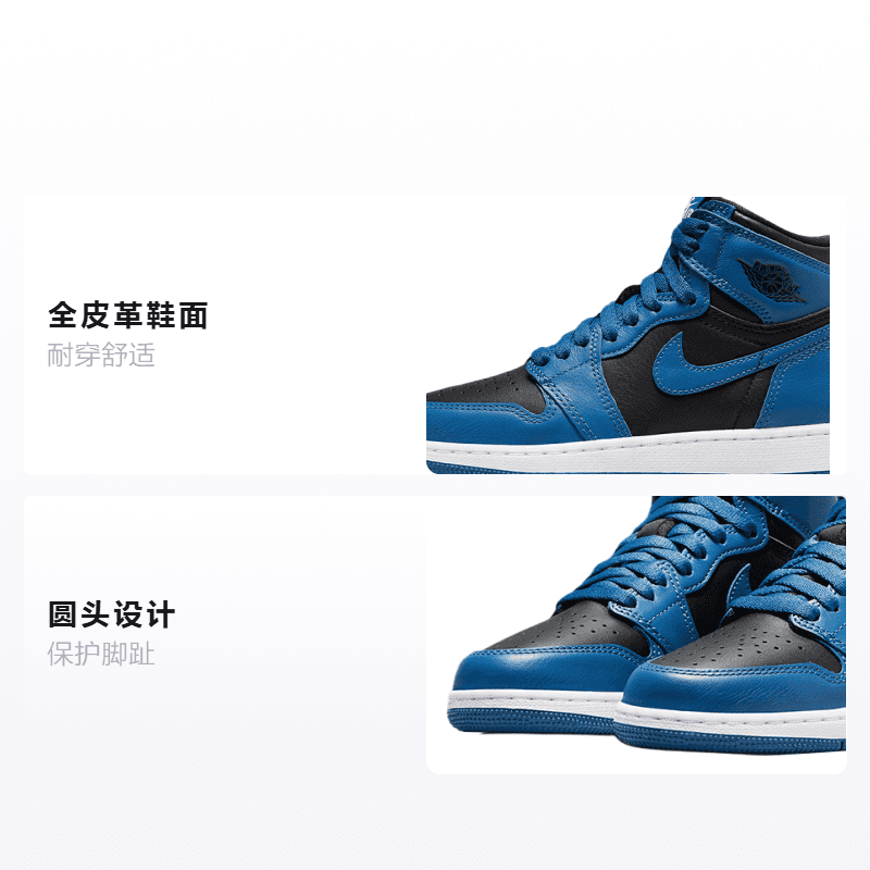Кроссовки для баскетбола Jordan Air Jordan 1 Retro High OG Dark Marina Blue GS - изображение 2