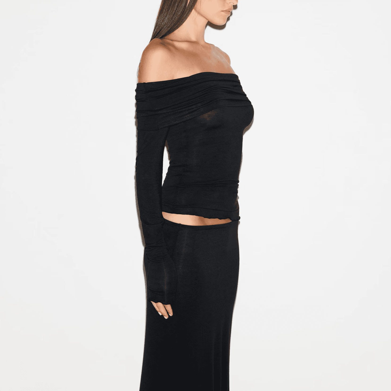 Футболка SKIMS SHEER MODAL OFF THE SHOULDER TOP FW25T — фото 5