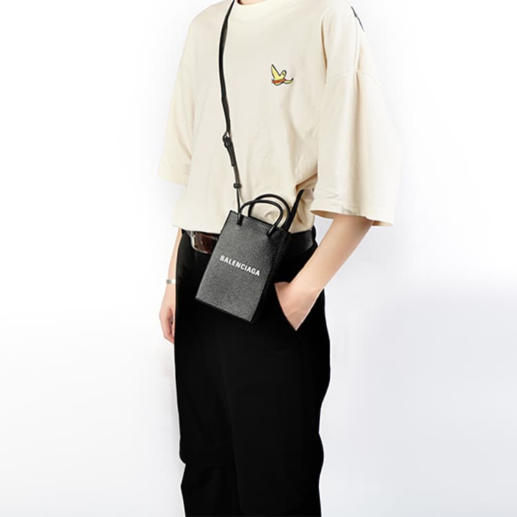 Сумка Balenciaga Shopping Logo Mini Tote Bag Black - изображение 11