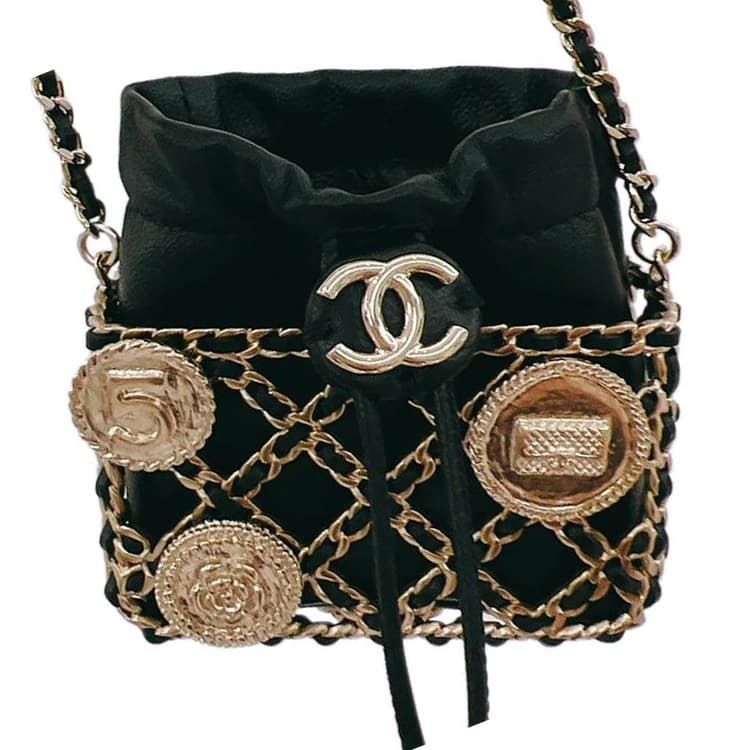 Сумка через плечо CHANEL Chain Drawstring Leather Coin Bag Black - изображение 3