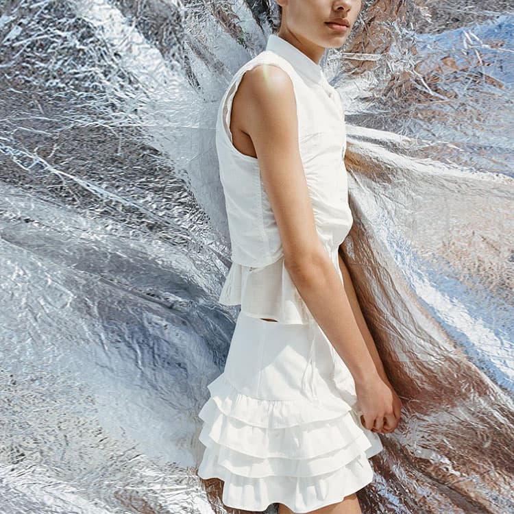 Юбка ZARA Mid-Rise Casual Skirt White - изображение 3