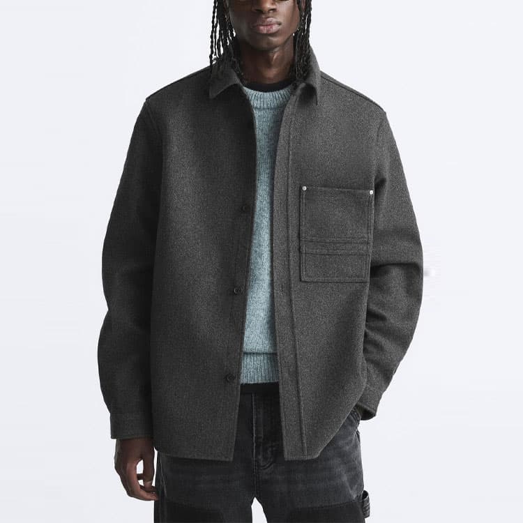 Рубашка ZARA Pocket Casual Shirt Gray - изображение 3