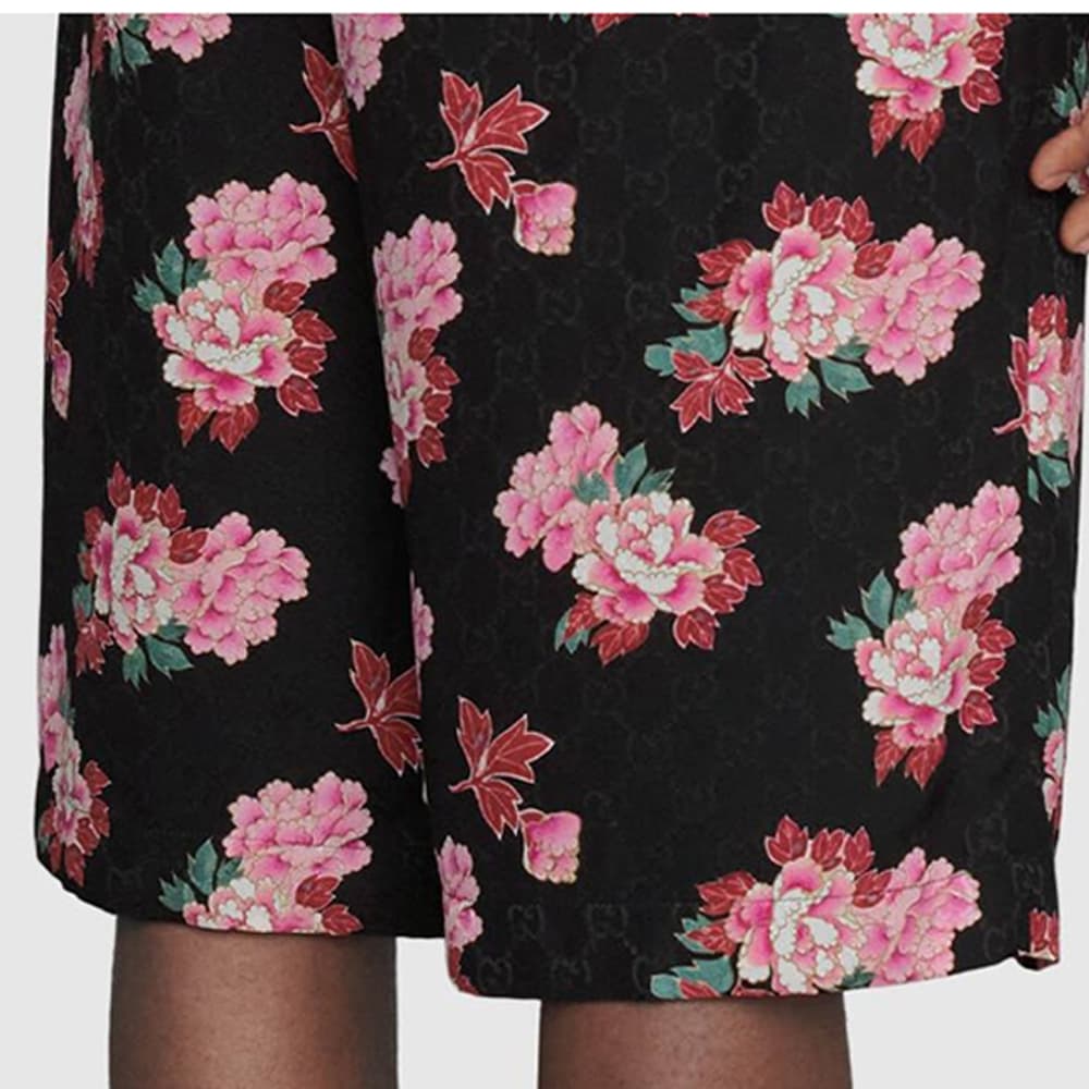 Шорты Gucci Peony Print Silk Shorts - изображение 6