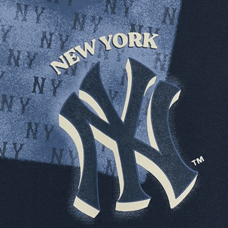 Кофта mlb Свитшот FW AW25 Нью-Йорк Янкис Свободный крой Монограмма Длинный рукав Флисовая подкладка Детский - изображение 4