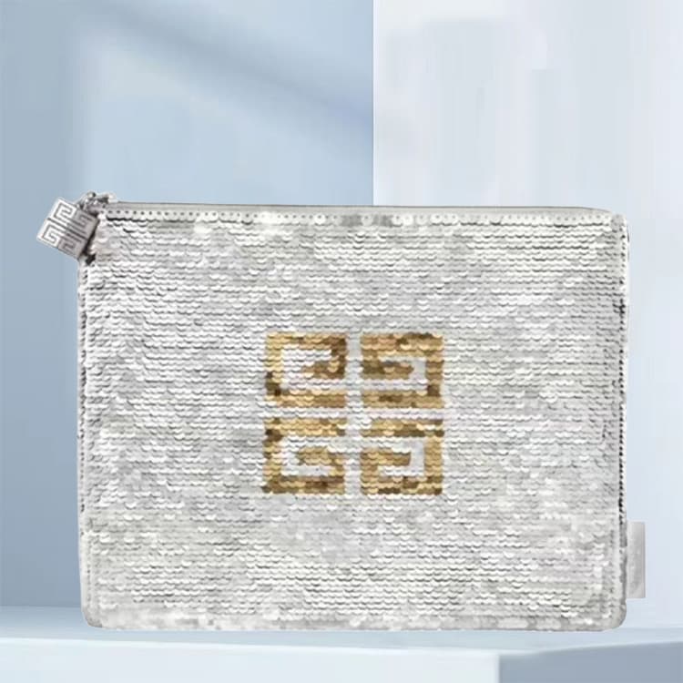 GIVENCHY Серебряные косметички с блестками - изображение 3