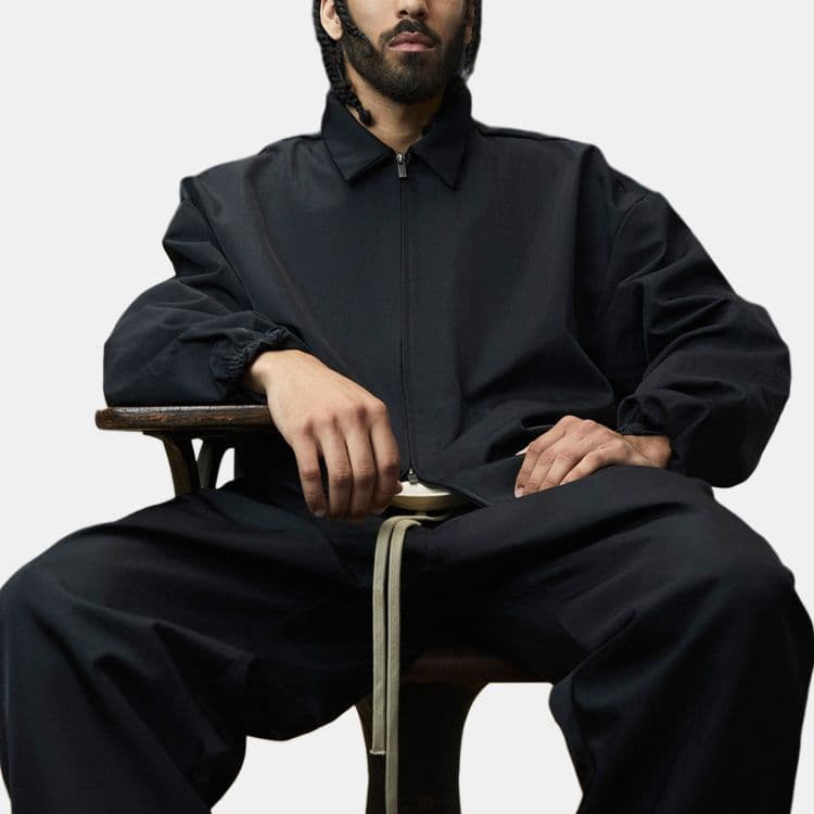 Куртка Fear of God Essentials Textured Nylon Trucker Jacket Black — фото 4