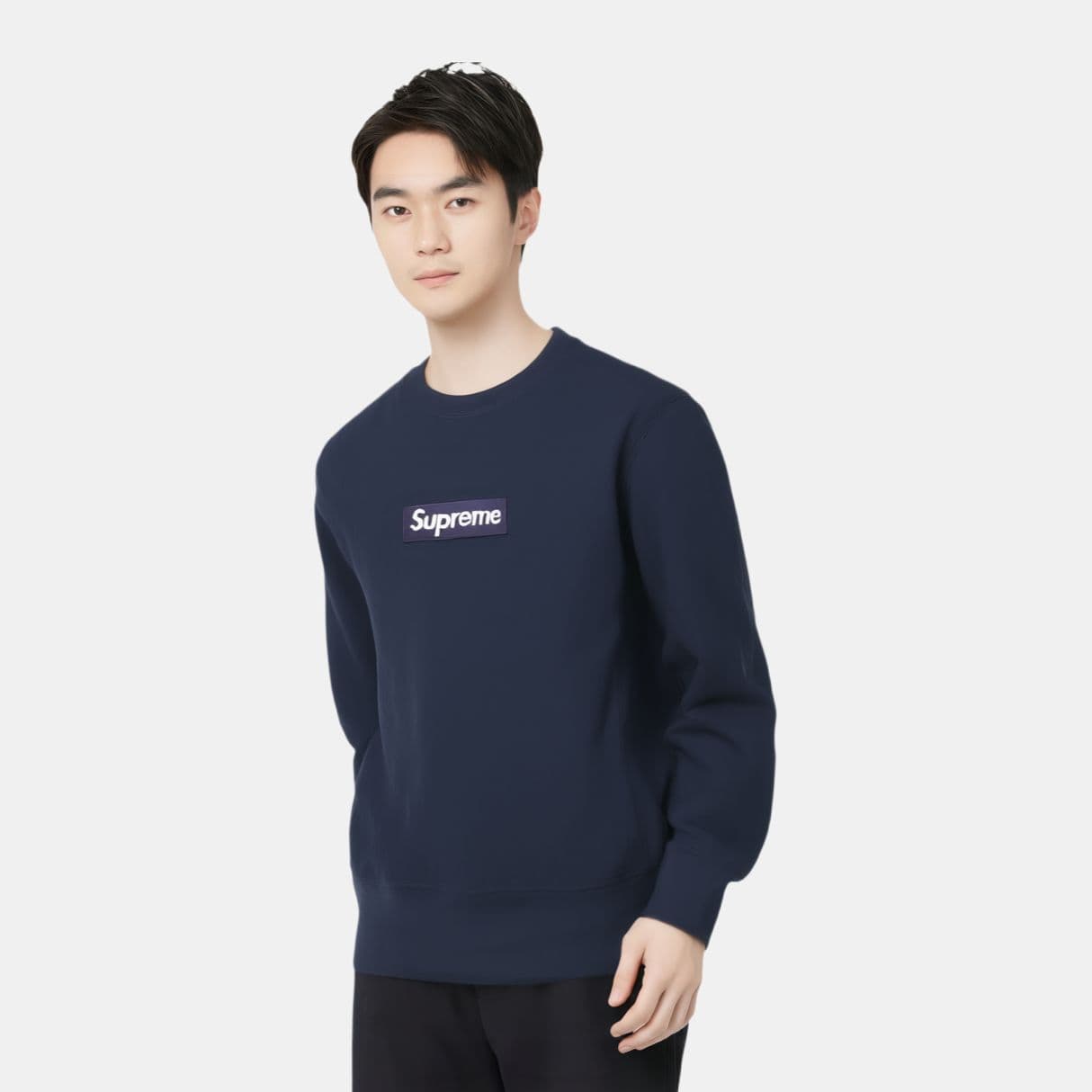 Худи Supreme FW18 Box Logo Crewneck Navy - изображение 2