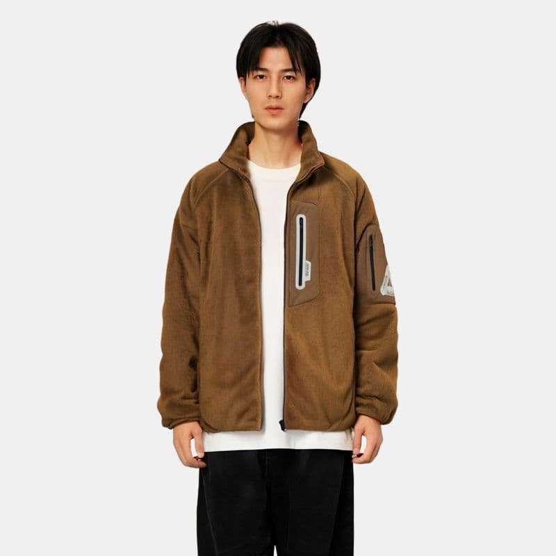 Куртка PALACE FW21 ULTIMO Polartec High Loft Track Jacket Brown Logo - изображение 4