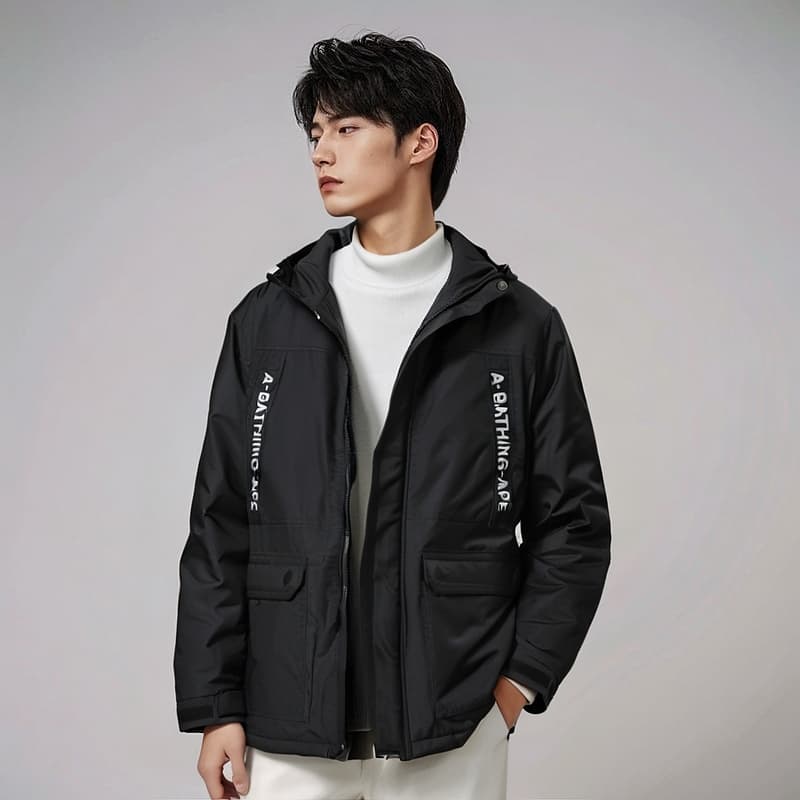 Куртка A BATHING APE Logo Print Hoodie Black - изображение 3
