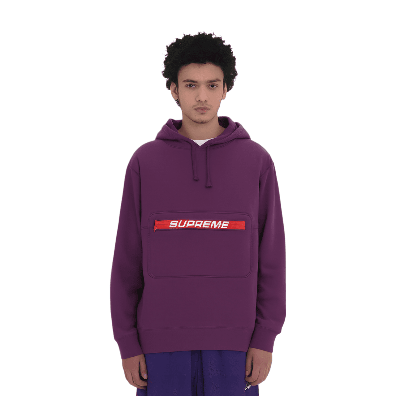 Кофта Supreme SS19 Zip Pouch Hooded Sweatshirt Purplelogo - изображение 2