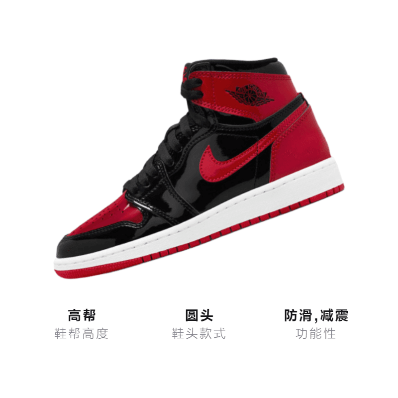 Кроссовки для баскетбола Jordan Air Jordan 1 OG "Patent Bred" GS - изображение 3