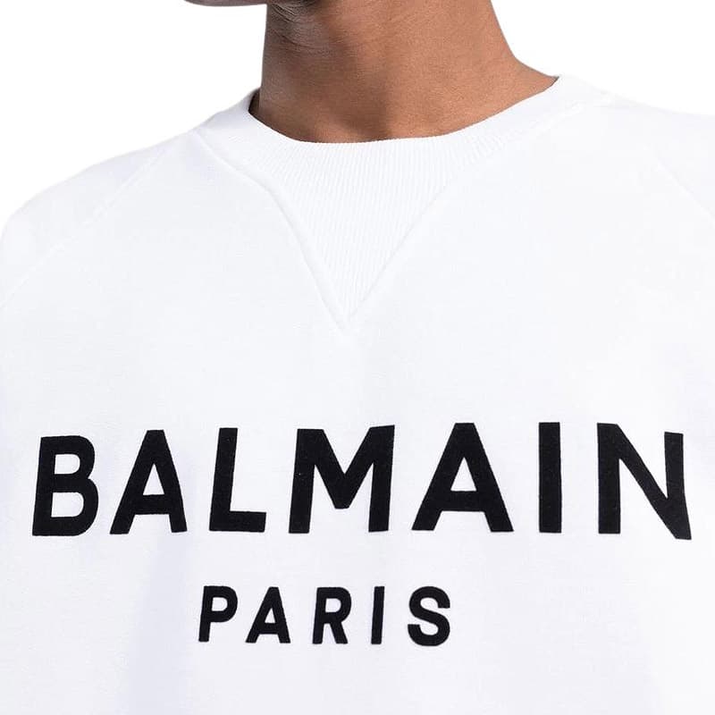 Кофта Balmain SS22 Logo Raglan Sweatshirt White — фото 5