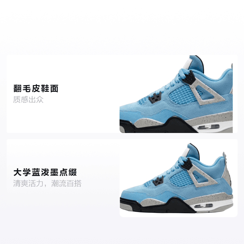 Кроссовки для баскетбола Jordan Air Jordan 4 Retro "University Blue" GS - изображение 2