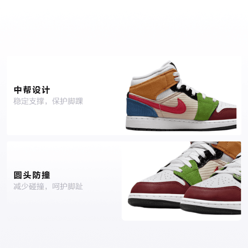Кроссовки для баскетбола Jordan Air Jordan 1 Multi-Material GS - изображение 2